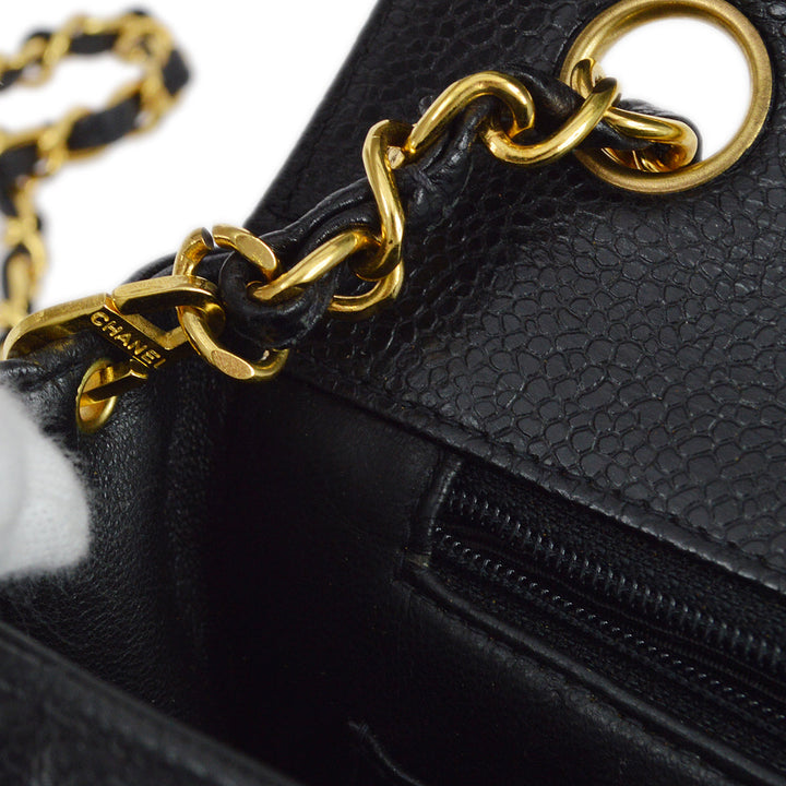 Top Quality Chanel * 1994-1996 Black Caviar Mini Vertical Stitch Straight Flap Bag