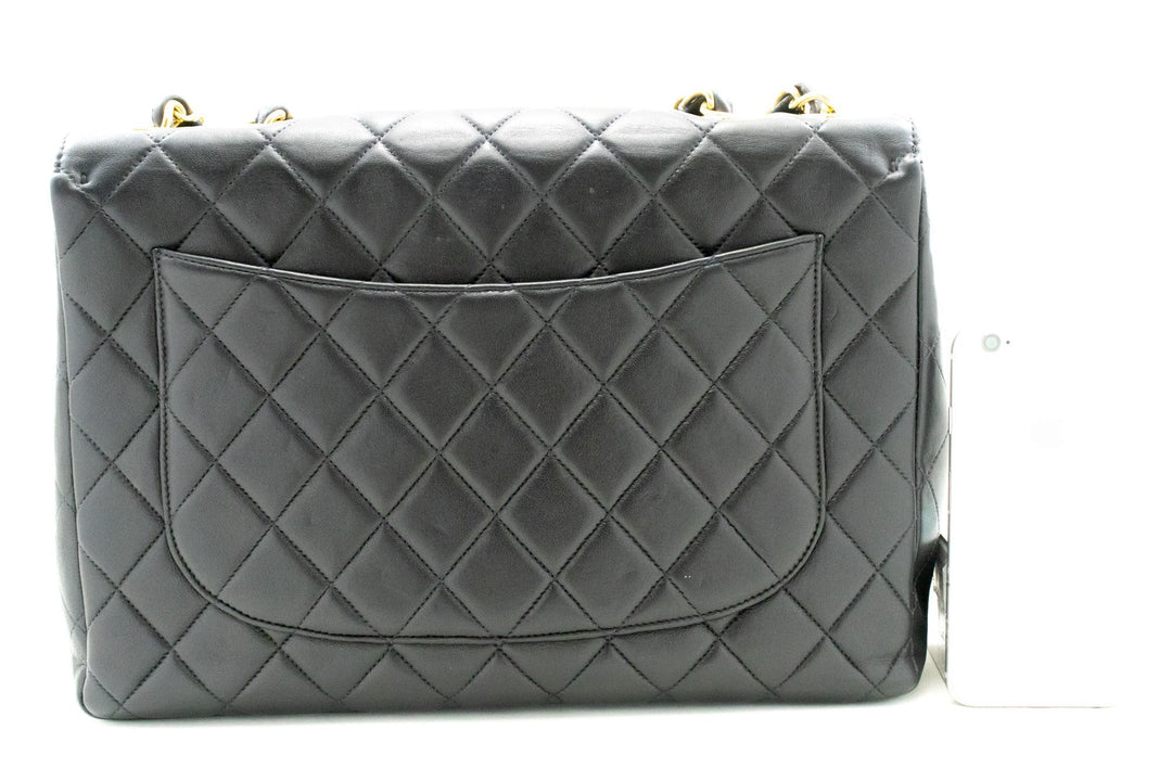 Top Quality Chanel Classic Large 11" Chain Shoulder Bag New Black Lambskin