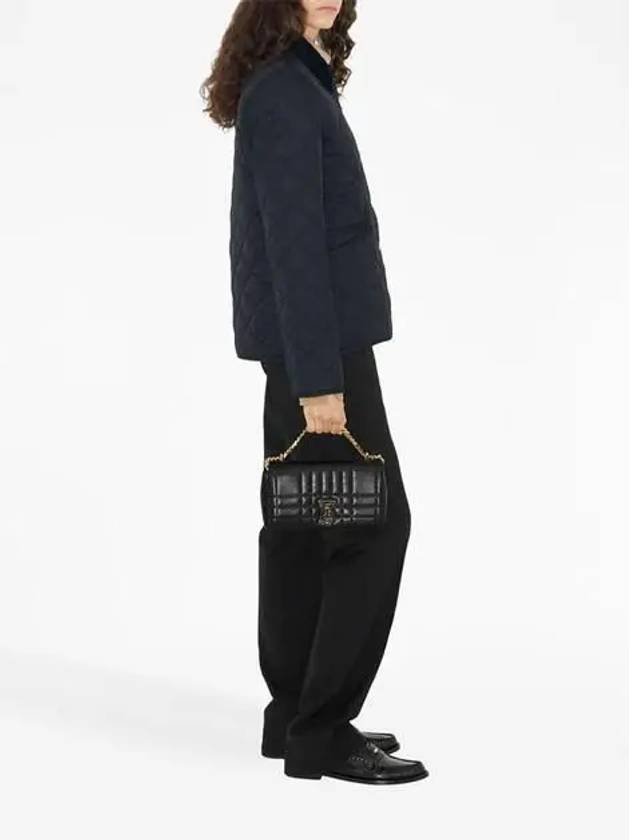 Burberry Corduroy Collar Quilted Jacket Dark Blue