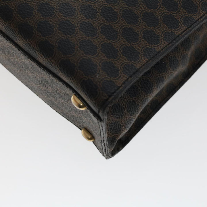 Celine Macadam Canvas Hand Bag PVC Leather Black  45906