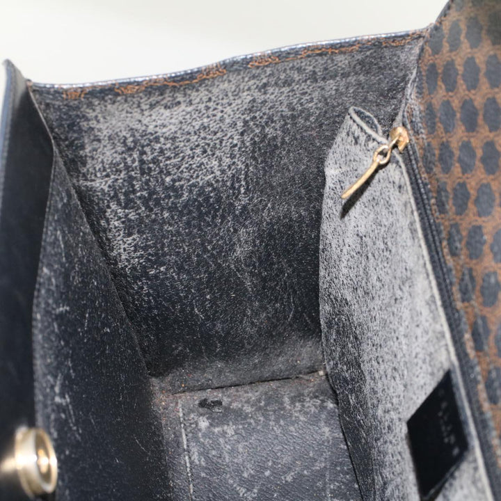 Celine Macadam Canvas Hand Bag PVC Leather Black  45906