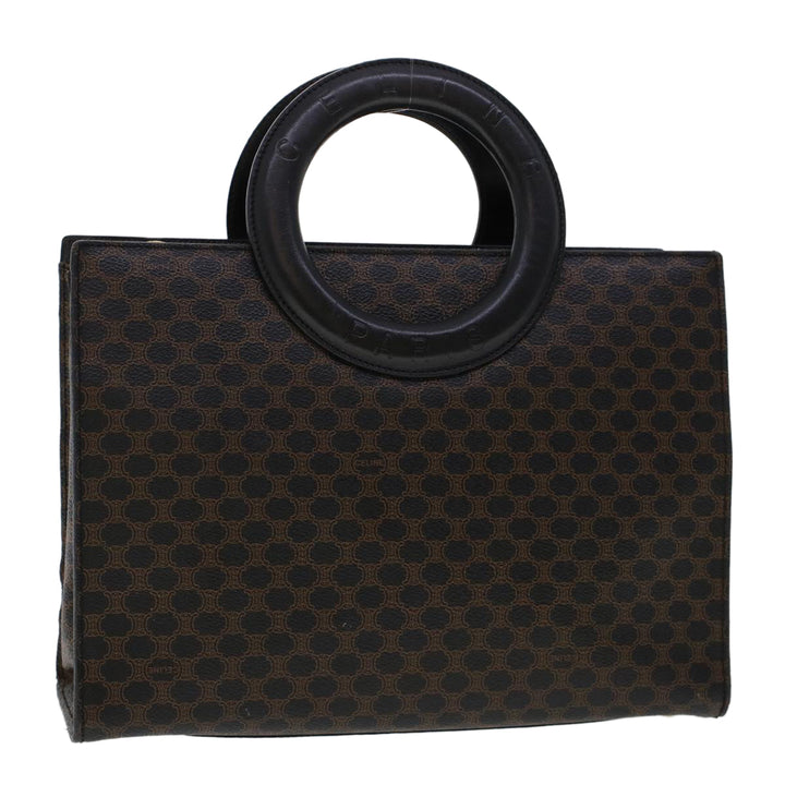 Celine Macadam Canvas Hand Bag PVC Leather Black  45906