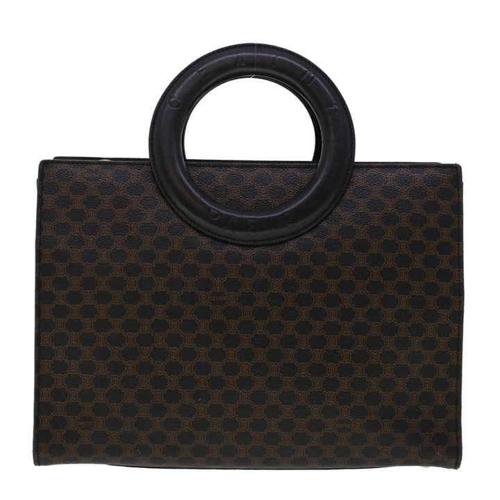 Celine Macadam Canvas Hand Bag PVC Leather Black  45906