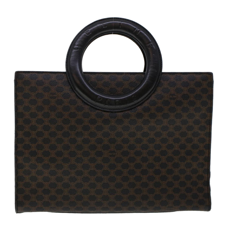 Celine Macadam Canvas Hand Bag PVC Leather Black  45906