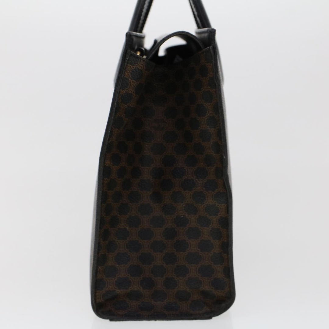 Celine Macadam Canvas Hand Bag PVC Leather Black  45906