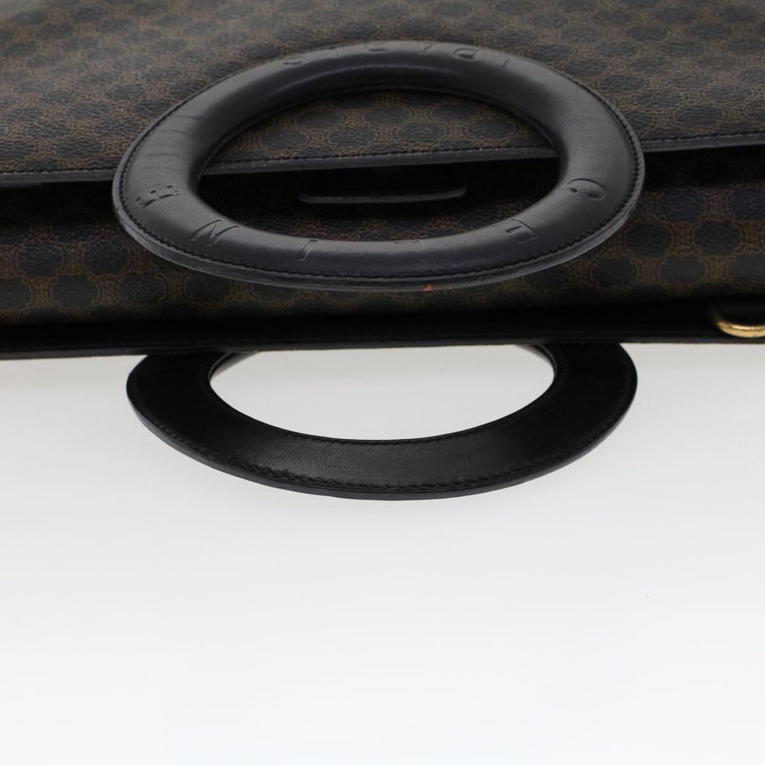 Celine Macadam Canvas Hand Bag PVC Leather Black  45906