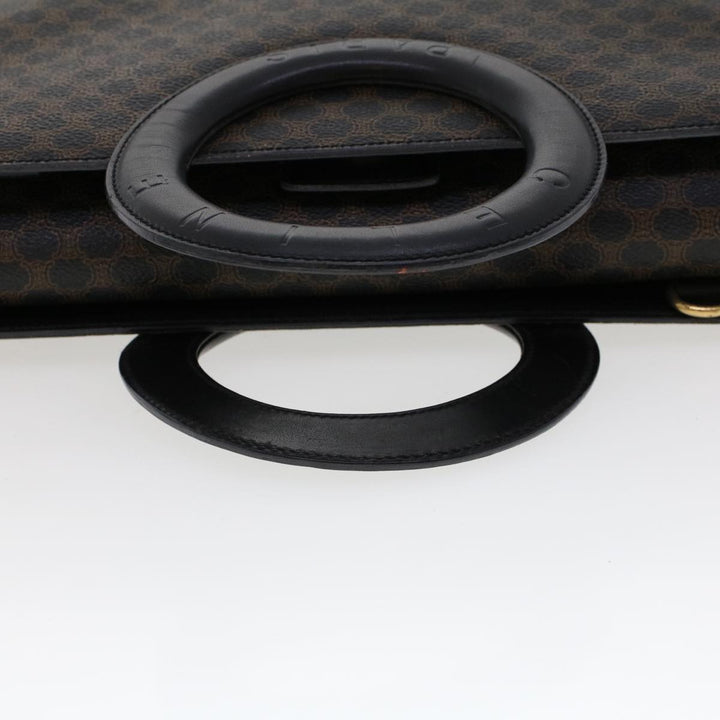 Celine Macadam Canvas Hand Bag PVC Leather Black  45906
