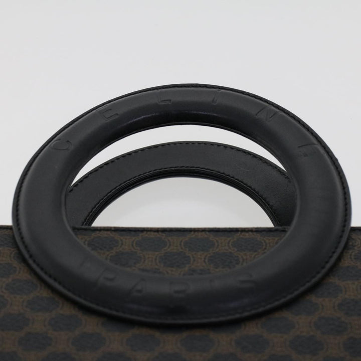 Celine Macadam Canvas Hand Bag PVC Leather Black  45906