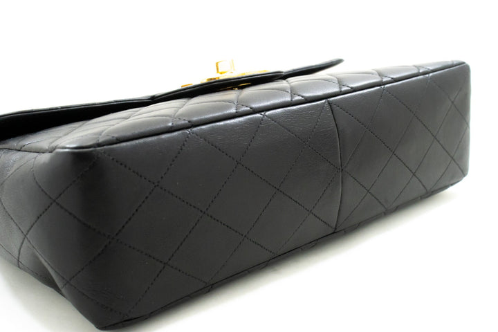 Top Quality Chanel Classic Large 11" Chain Shoulder Bag New Black Lambskin
