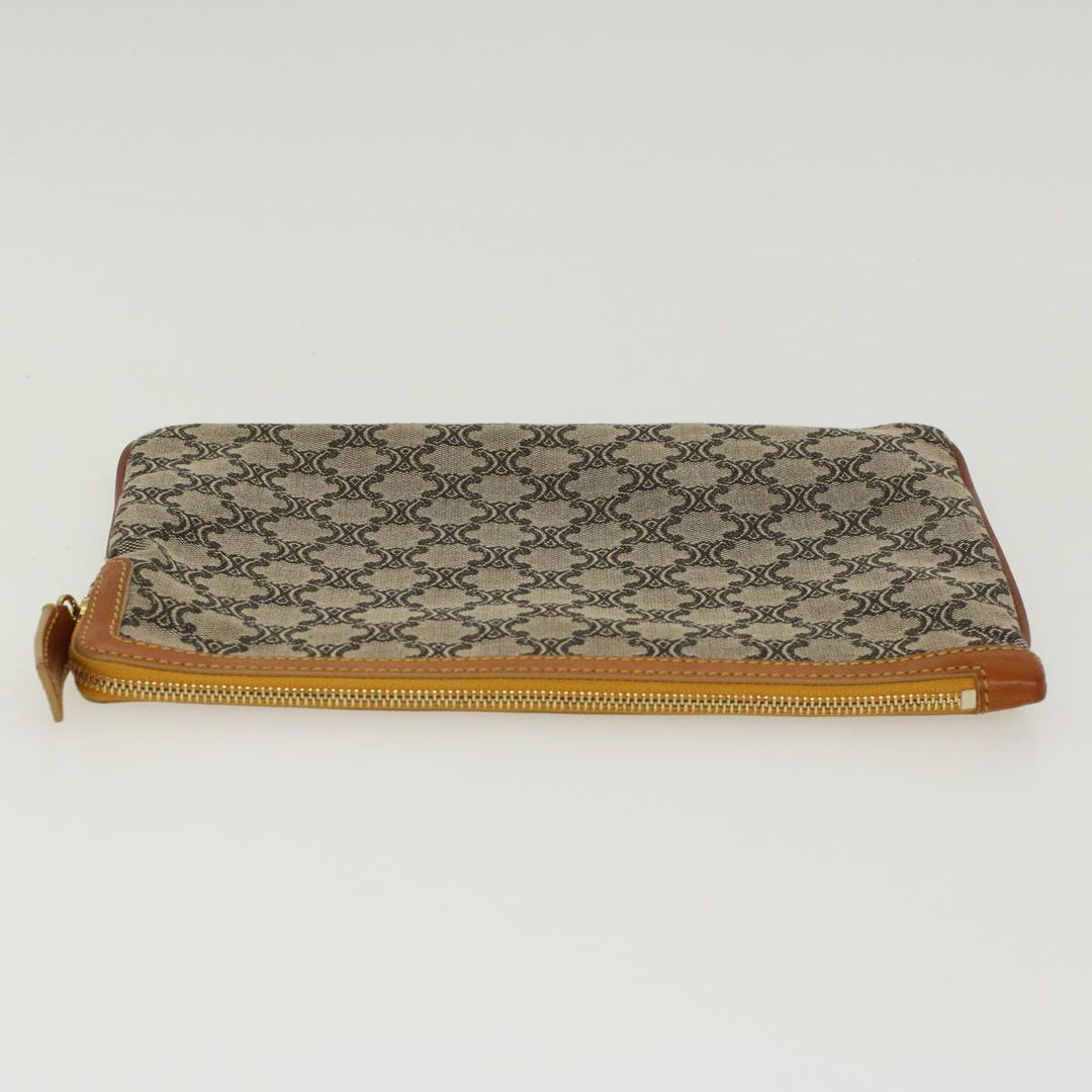Celine Paris Macadam Clutch Bag Canvas Leather Beige Brown  45981