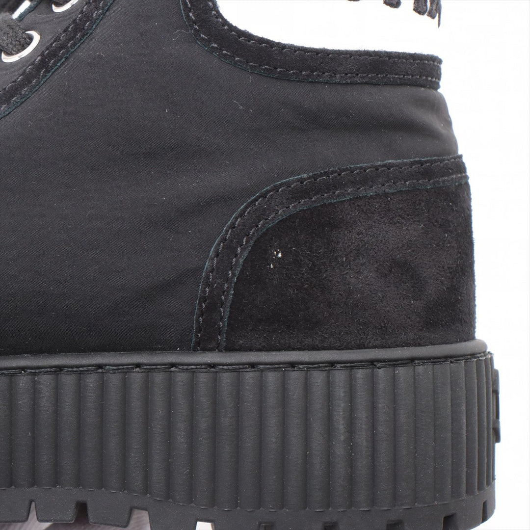 Top Quality Chanel Coco Leather X Fabric High-Cut Sneaker 35  Black G38091