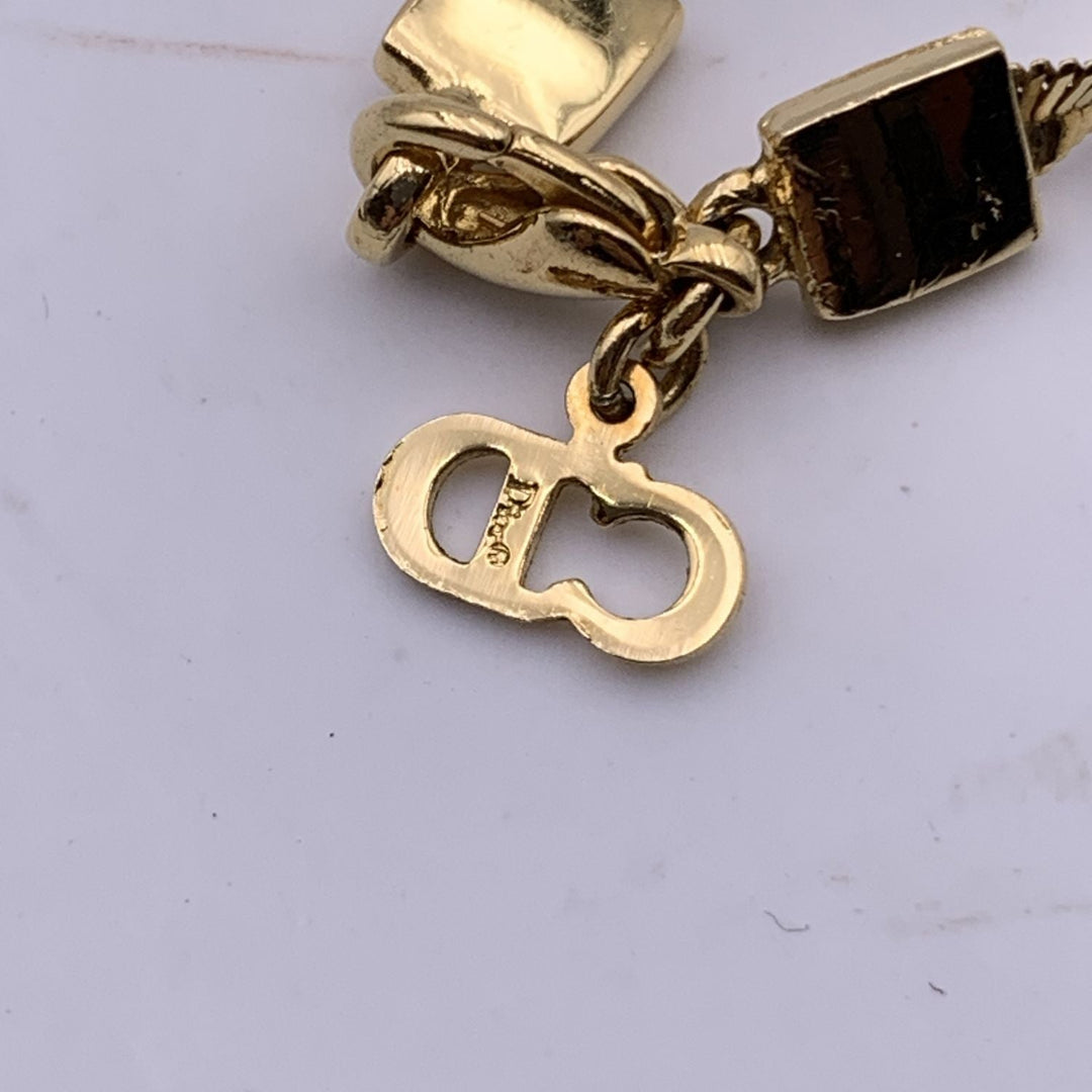 CHRISTIAN Top quality Dior Gold Metal D Logo Pendant Snake Chain Bracelet