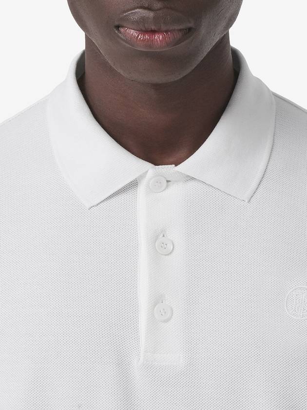 Burberry Monogram Embroidery Polo Shirt White