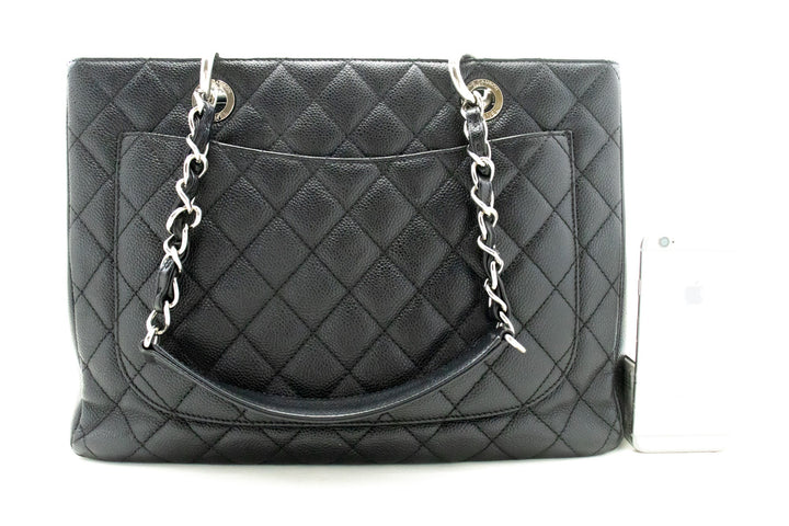 Chanel Caviar GST 13" Grand Shopping Tote Chain Shoulder Bag Black