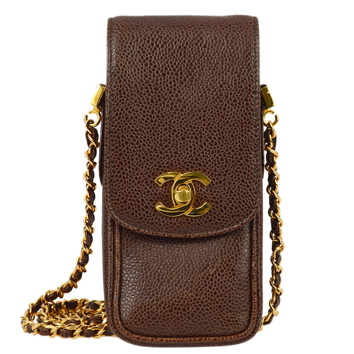 Top Quality Chanel Brown Caviar Chain Shoulder Bag Pouch