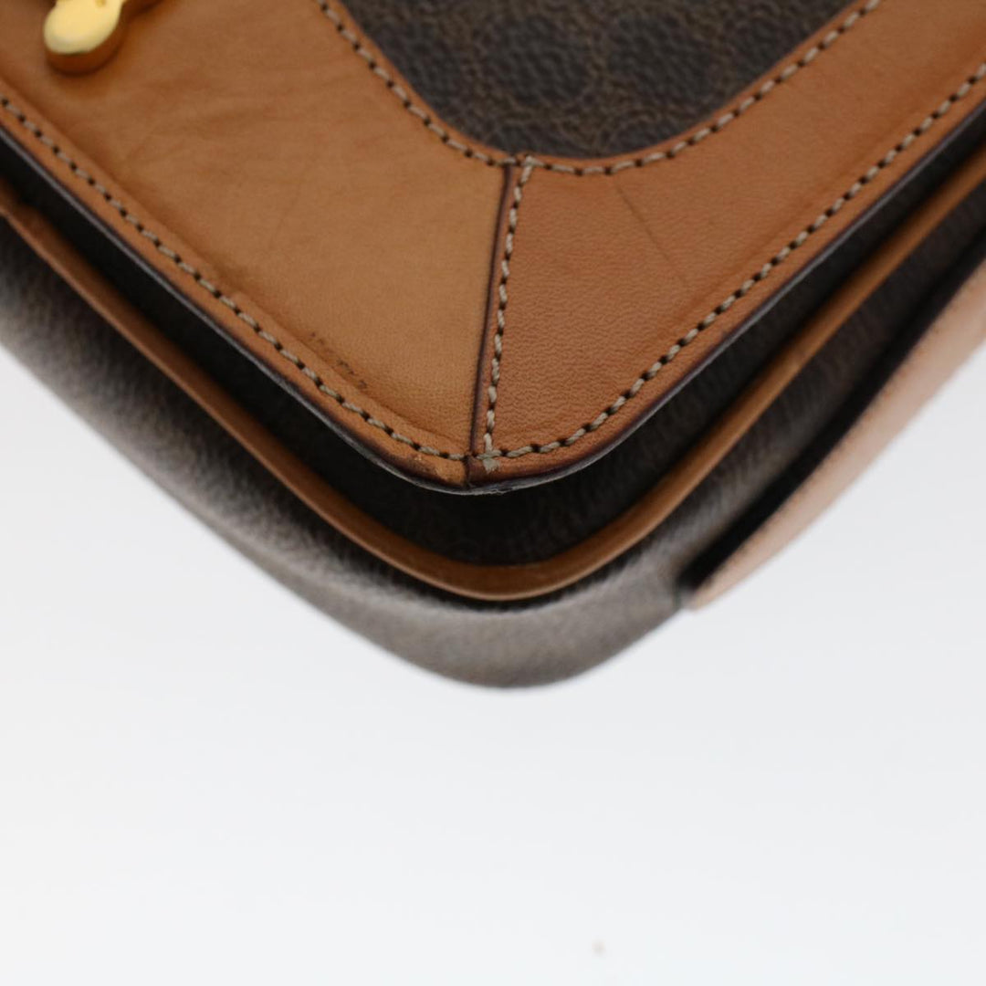 Celine Macadam Canvas Shoulder Bag PVC Leather Brown  46305