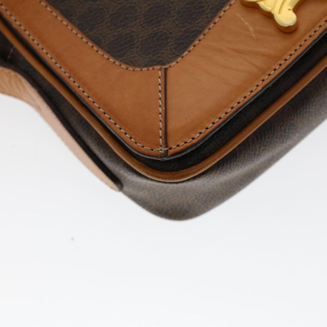 Celine Macadam Canvas Shoulder Bag PVC Leather Brown  46305