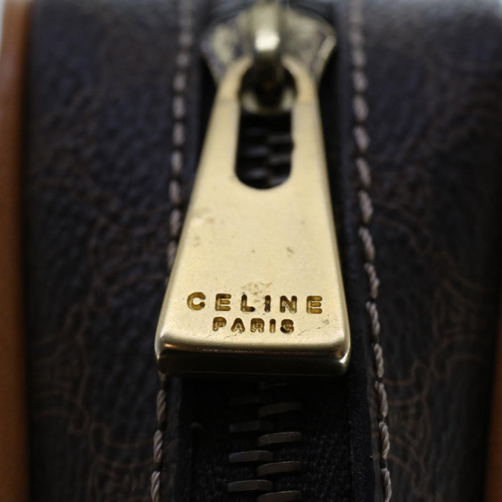 Celine Macadam Canvas Shoulder Bag PVC Leather Brown  46305