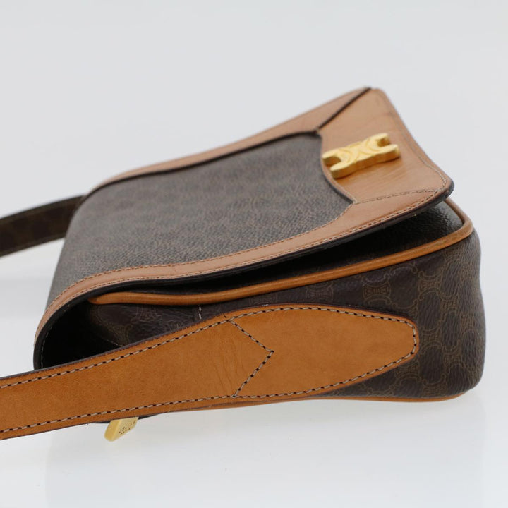 Celine Macadam Canvas Shoulder Bag PVC Leather Brown  46305