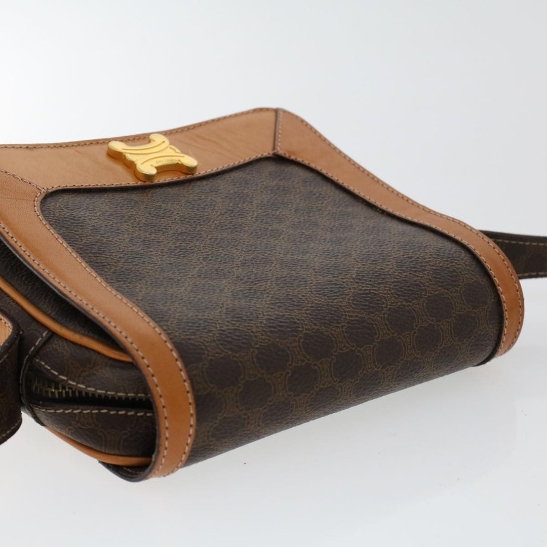 Celine Macadam Canvas Shoulder Bag PVC Leather Brown  46305