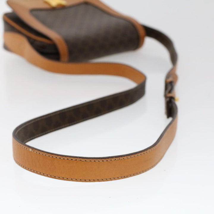 Celine Macadam Canvas Shoulder Bag PVC Leather Brown  46305
