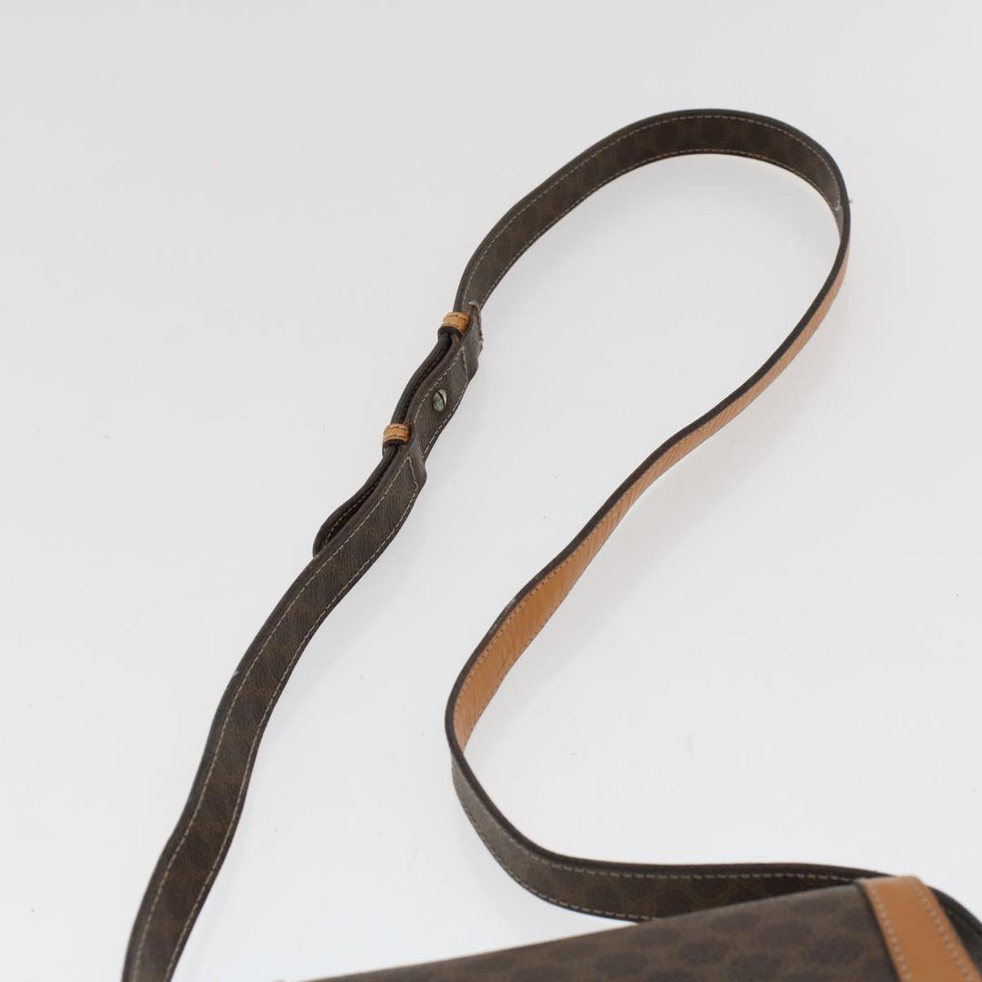 Celine Macadam Canvas Shoulder Bag PVC Leather Brown  46305