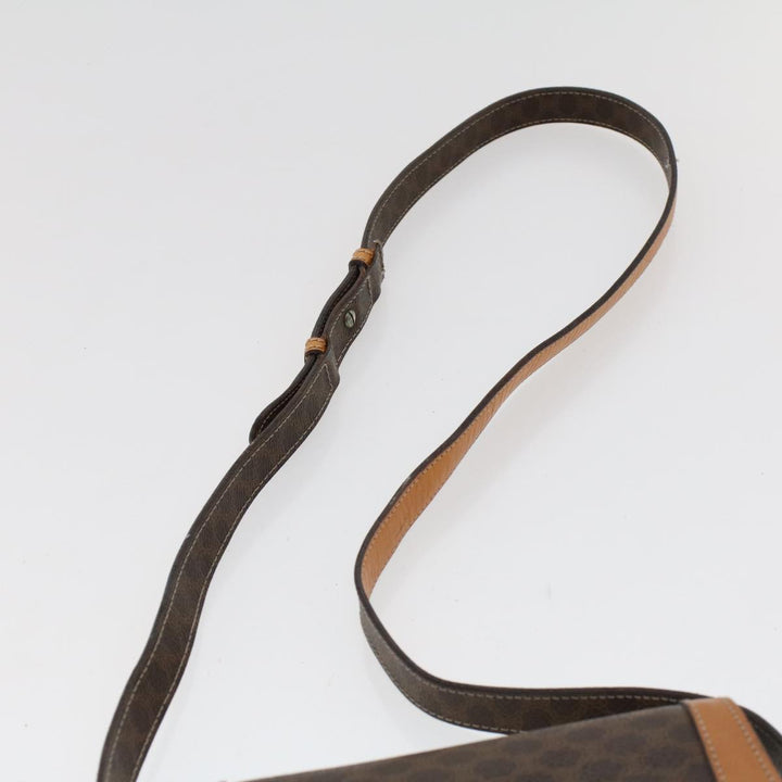 Celine Macadam Canvas Shoulder Bag PVC Leather Brown  46305
