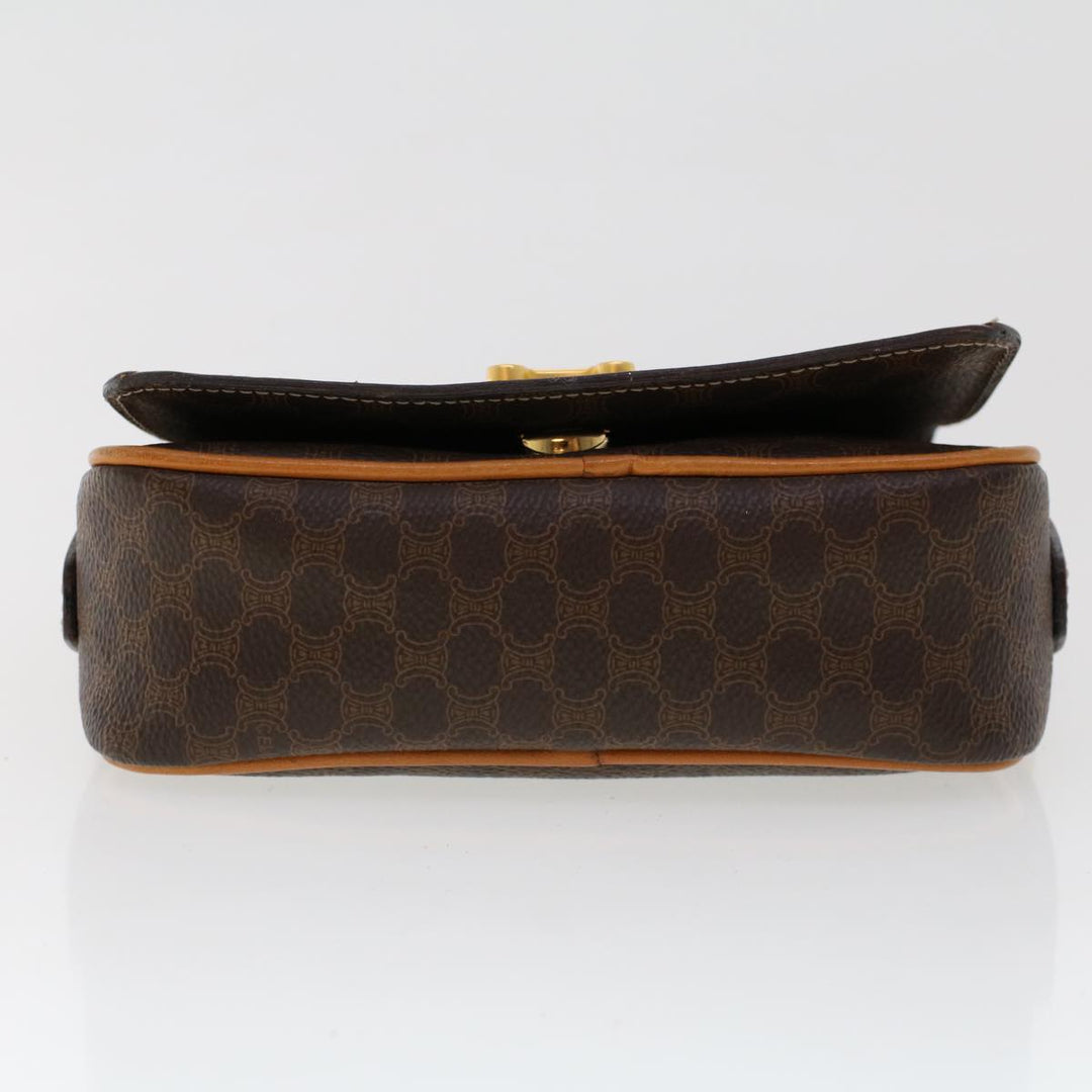 Celine Macadam Canvas Shoulder Bag PVC Leather Brown  46305