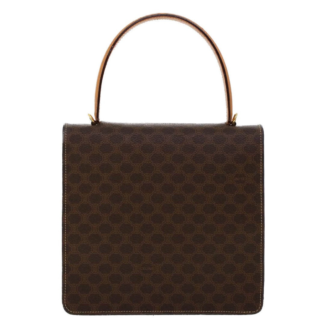 Celine Macadam Canvas Hand Bag PVC Leather 2way Brown Auth 46306
