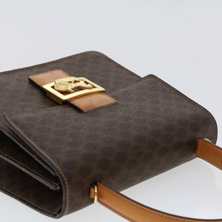 Celine Macadam Canvas Hand Bag PVC Leather 2way Brown Auth 46306
