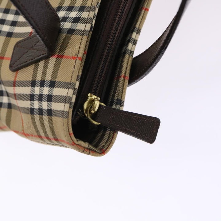 BurberrySs Nova Check Hand Bag Nylon Leather Beige Auth 46309