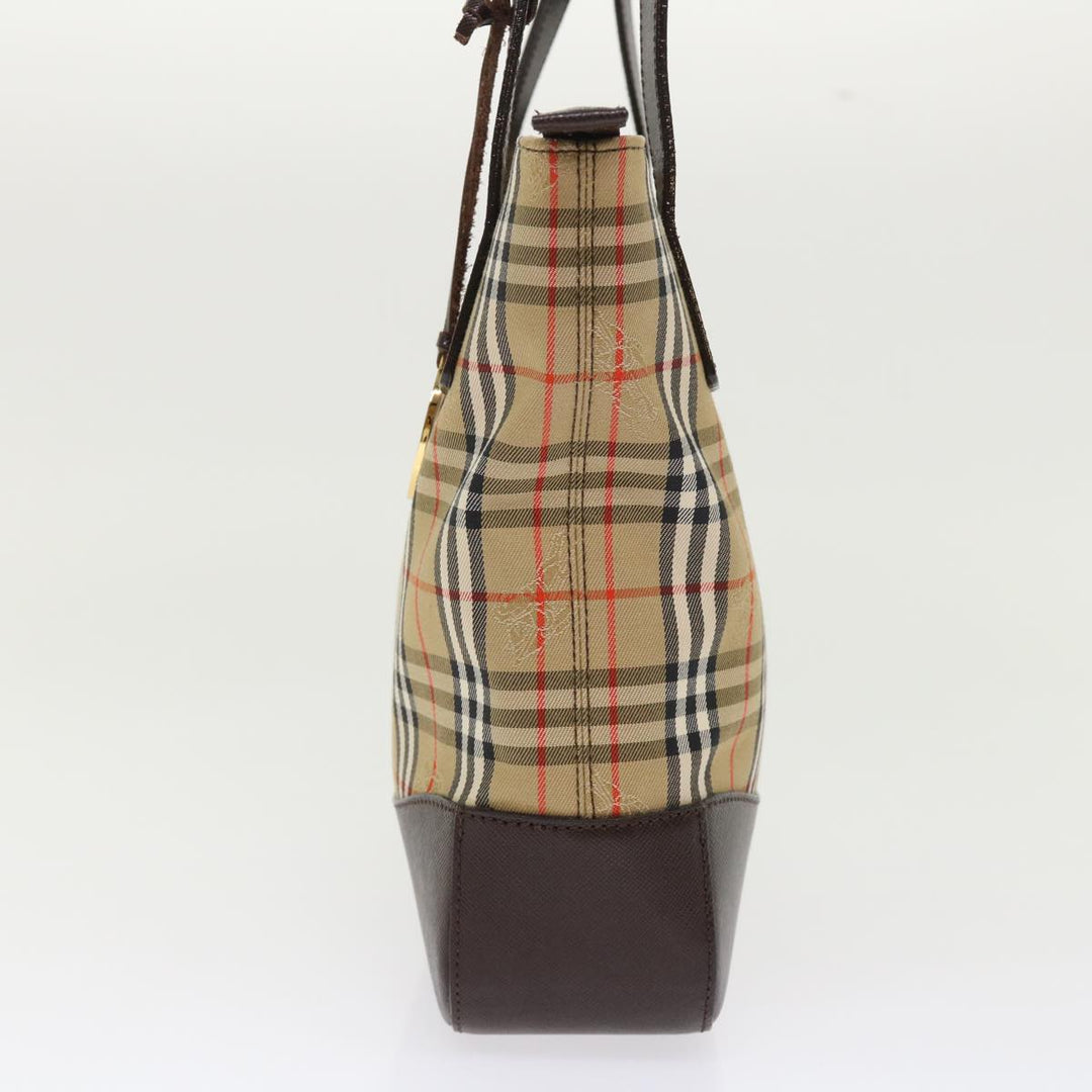 BurberrySs Nova Check Hand Bag Nylon Leather Beige Auth 46309