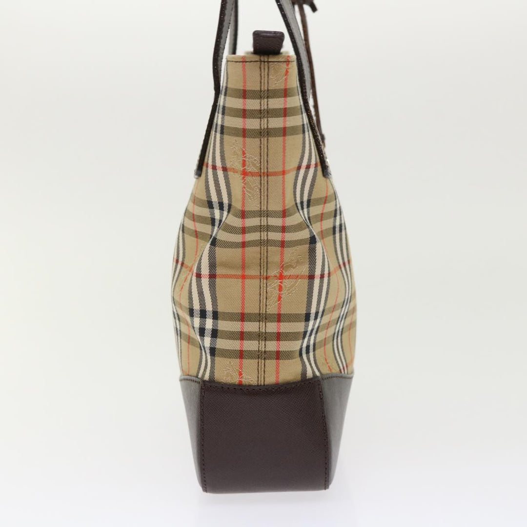 BurberrySs Nova Check Hand Bag Nylon Leather Beige Auth 46309