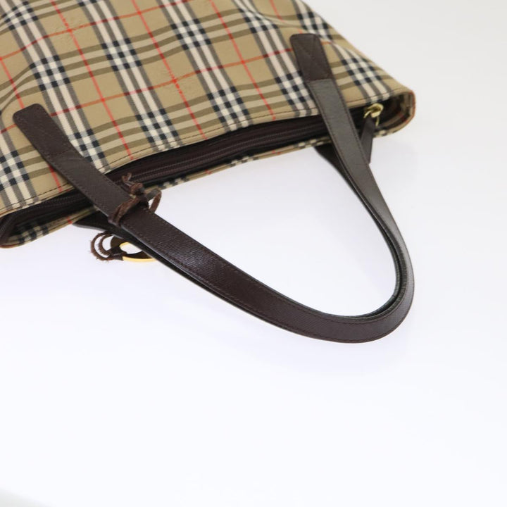 BurberrySs Nova Check Hand Bag Nylon Leather Beige Auth 46309