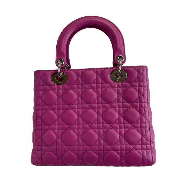 Dior Lady Dior Cannage Medium Rani Pink Top Handle Shoulder Strap