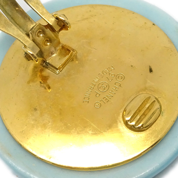 Top Quality Chanel Button Earrings Clip-On Gold 97P