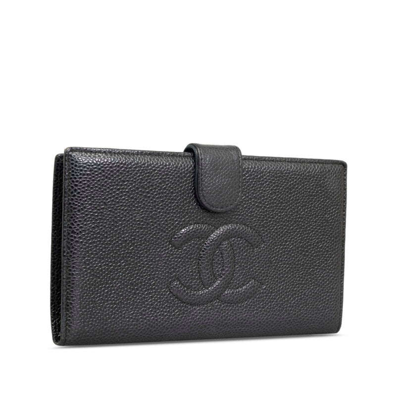 Top Quality Chanel Coco Double Fold Wallet Black Caviar S  Chanel