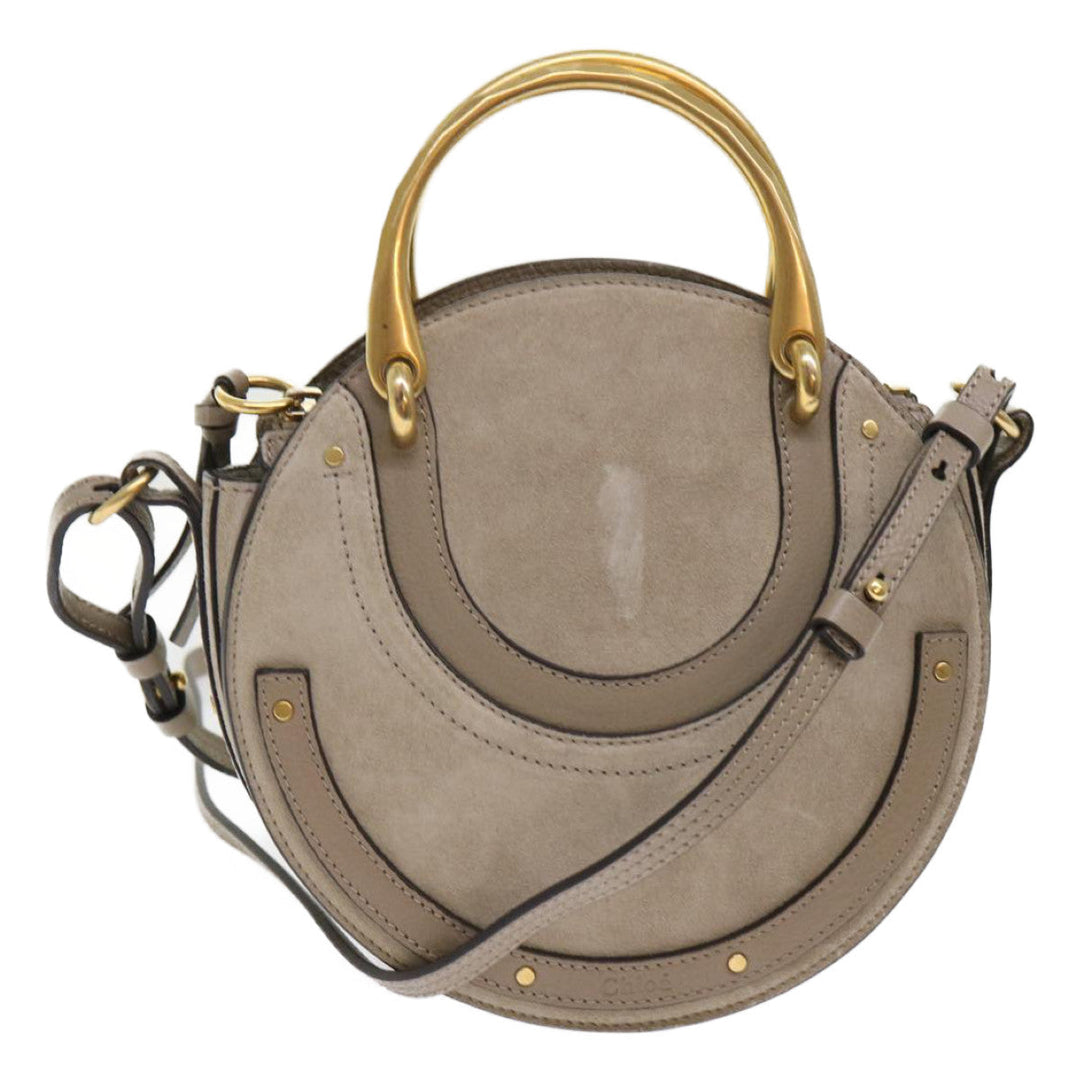 Chloe Picou Shoulder Bag Suede Leather 2way Gray 46666