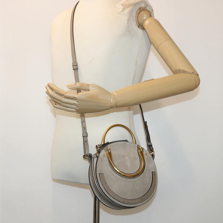 Chloe Picou Shoulder Bag Suede Leather 2way Gray 46666
