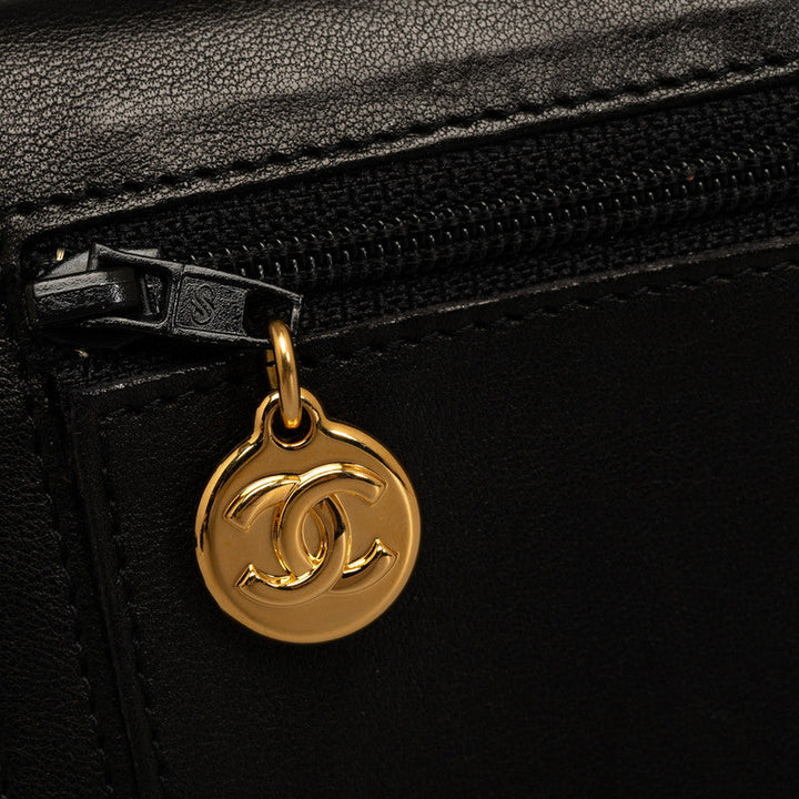 Top Quality Chanel Double Folded Wallet Lambskin Black Ladies
