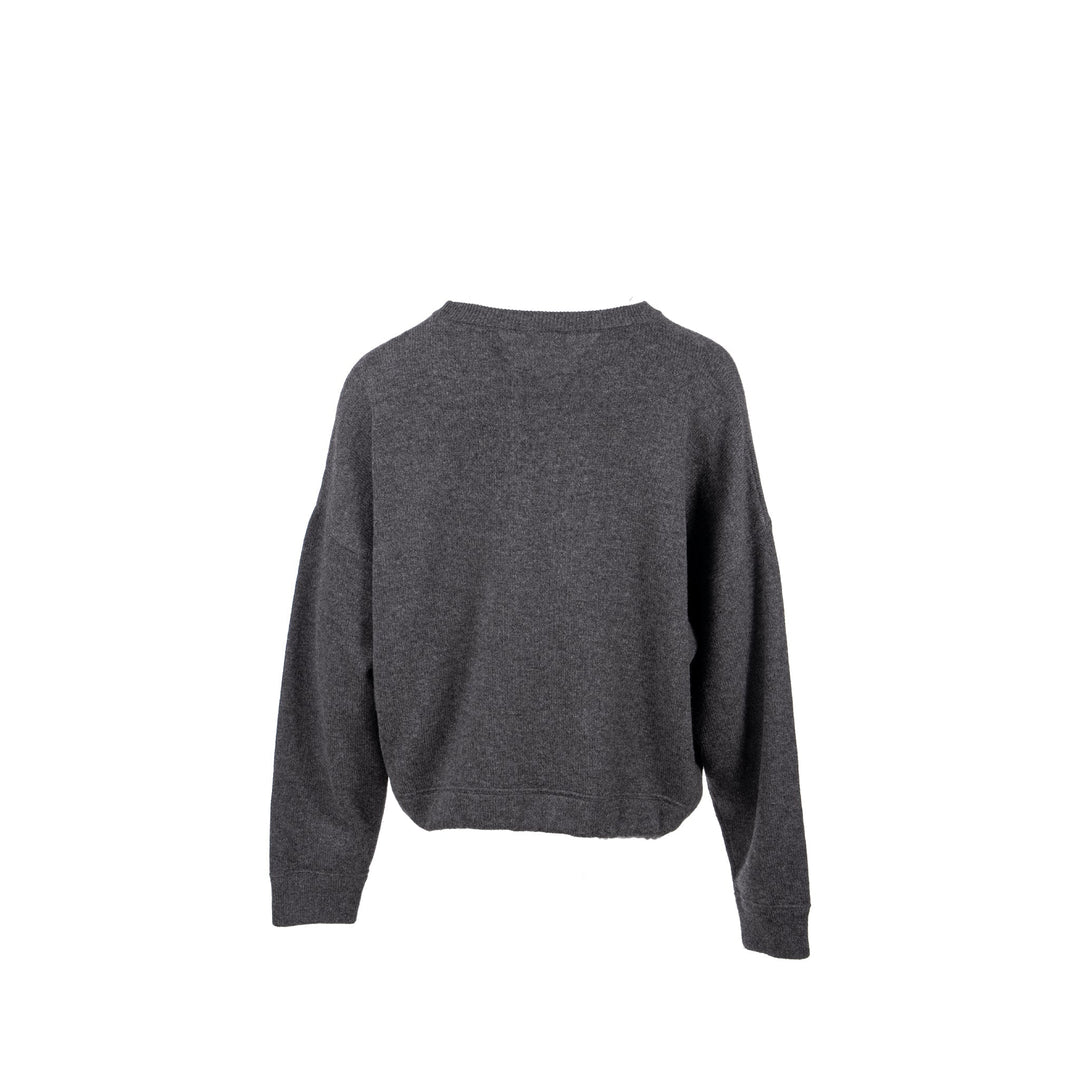 Celine Size L Graphic Print Crew Neck Sweater Wool/Cashmere Dark Grey