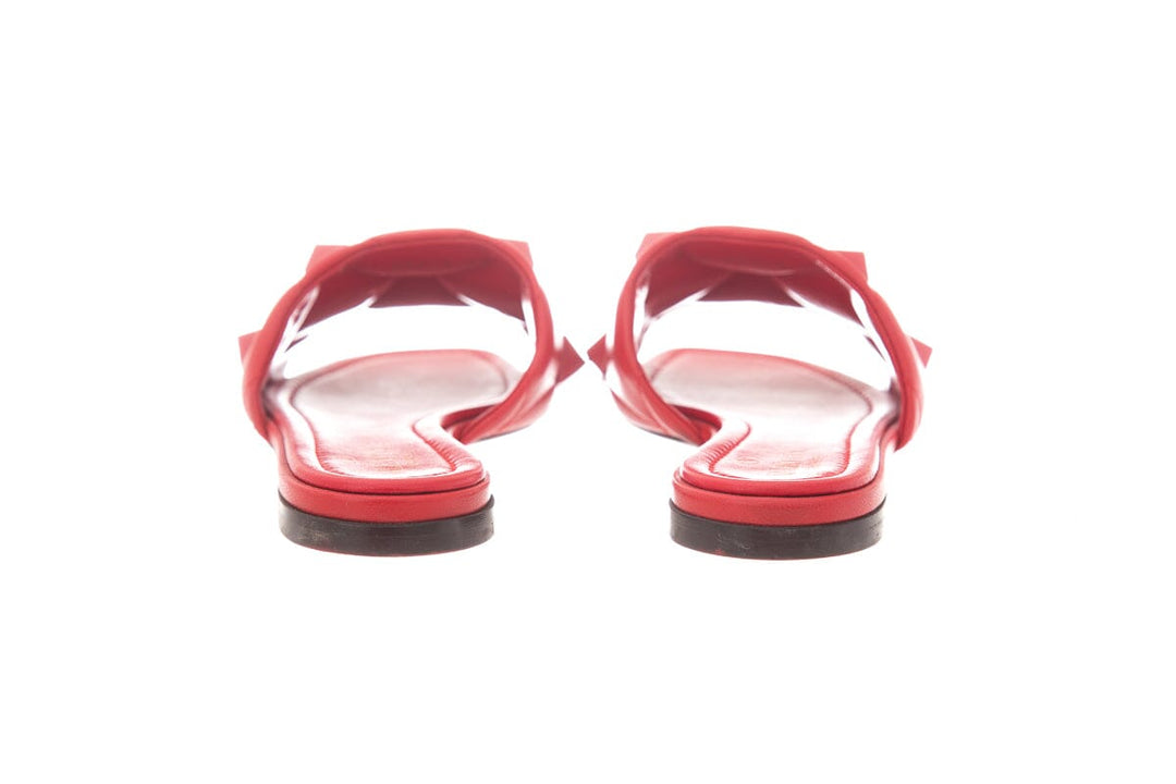 Valentino Red Leather Rockstud Slides SZ 35