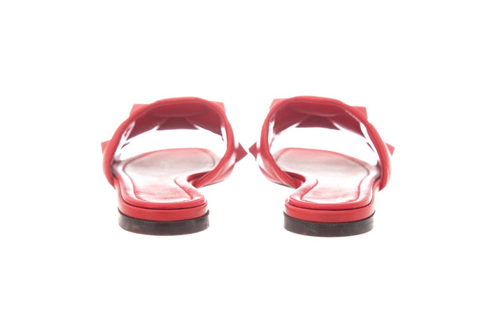 Valentino Red Leather Rockstud Slides SZ 35
