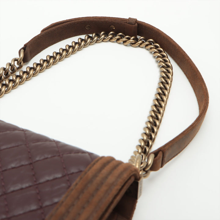 Top Quality Chanel Boy Top Quality Chanel Leather X Sword Chain Shoulder Bag Brown Gold  18th