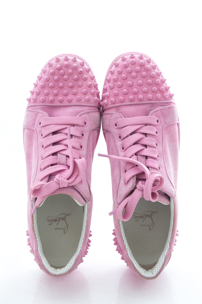Christian Louboutin Pink Lace Up Sneakers SZ 40