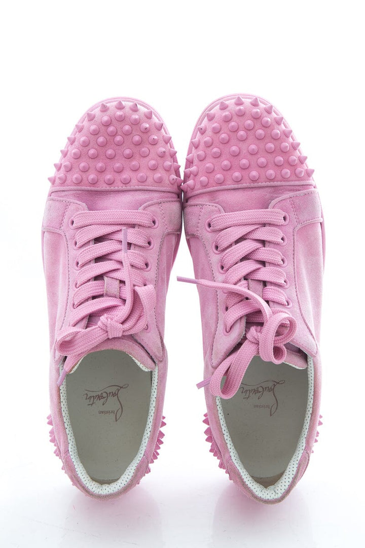 Christian Louboutin Pink Lace Up Sneakers SZ 40