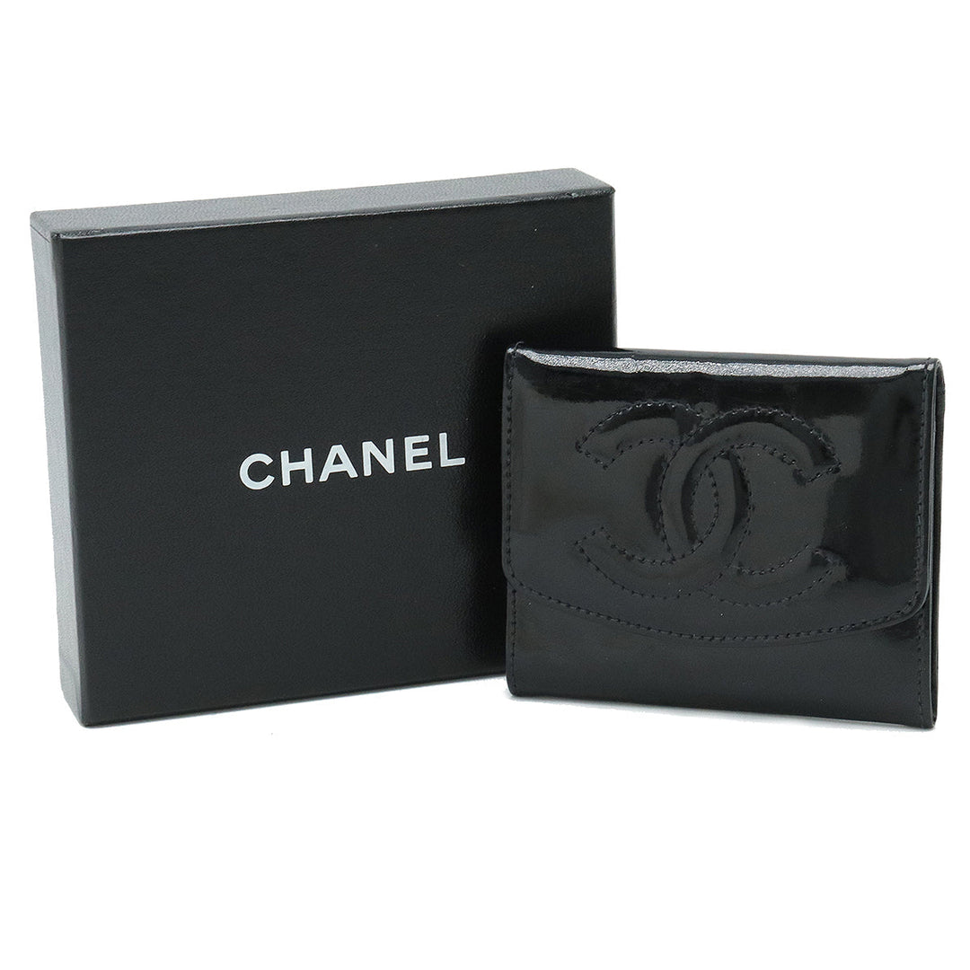 Top Quality Chanel Top Quality Chanel Coinmark Coincase Coinwork Coinwork Patent Leather Black Black Silver Gold A01430