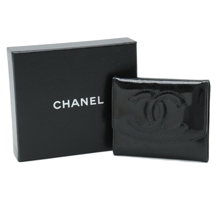 Top Quality Chanel Top Quality Chanel Coinmark Coincase Coinwork Coinwork Patent Leather Black Black Silver Gold A01430