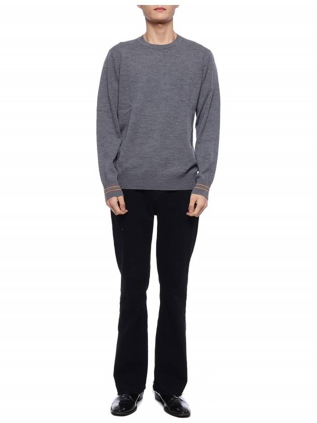 Burberry Men's Icon Striped Wool Long Sleeve T-Shirt Grey