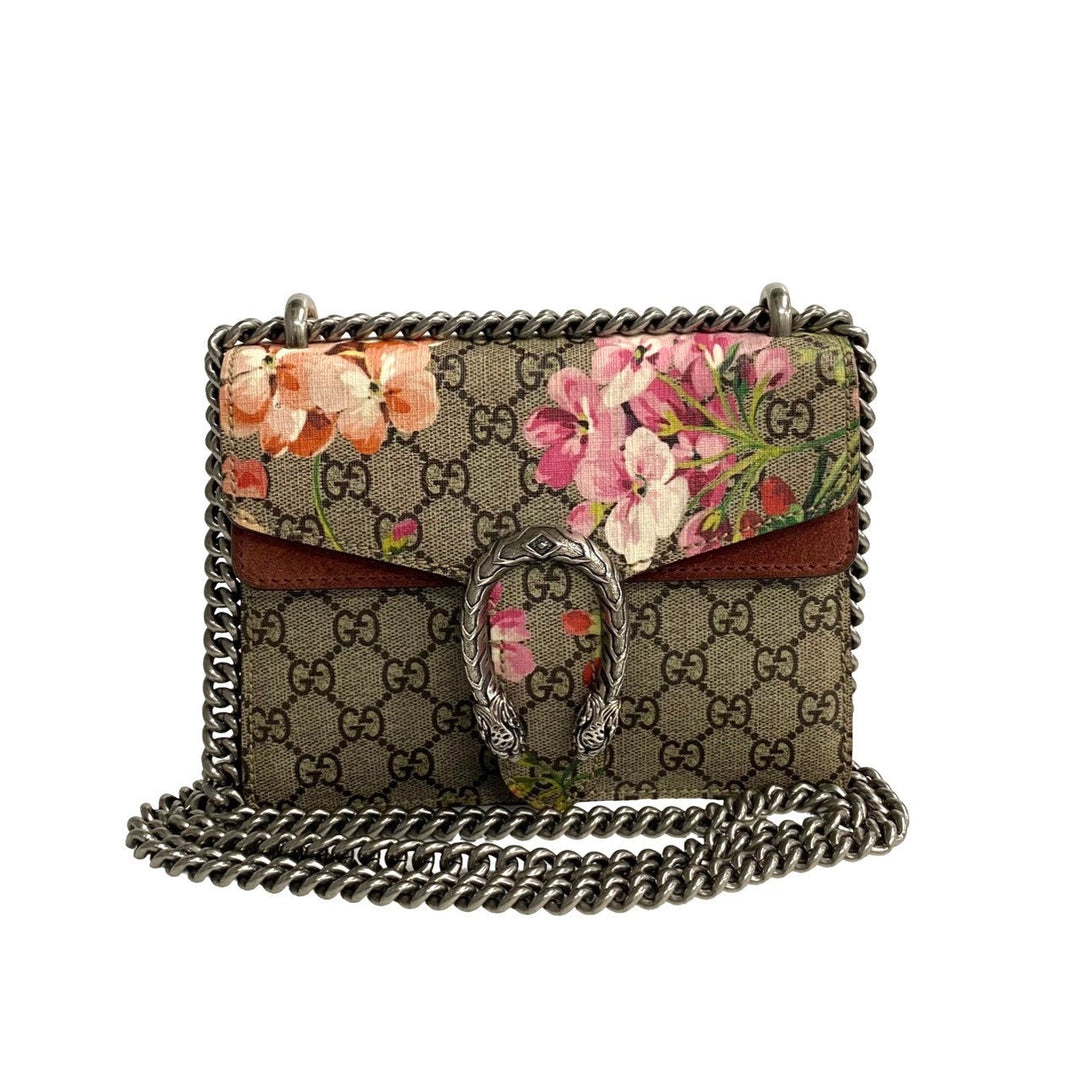Gucci Mini GG Supreme Blooms Dionysus Shoulder Bag  Canvas Crossbody Bag in New Condition